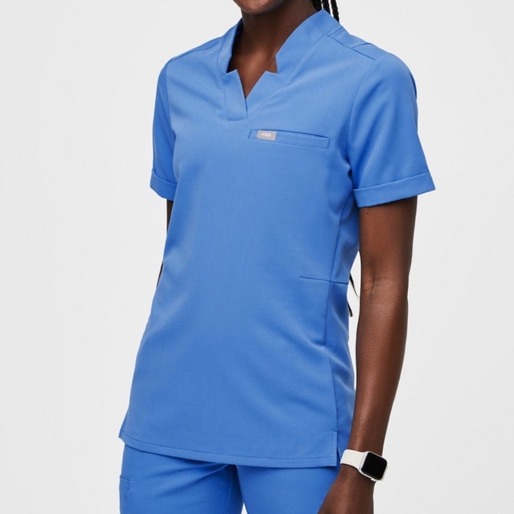 Figs Siaya Capri Blue V Neck Scrub Top‎ XXS